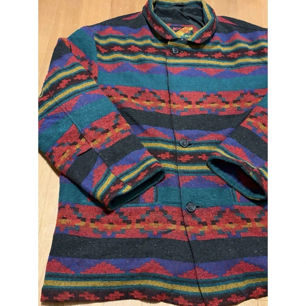 Vintage BOTANY 500 RUGGED WEAR Western Aztec Blanket Coat Jacket Geometric XL